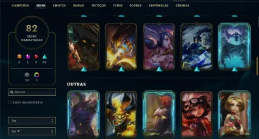 Unranked com 130 Champs e 82 Skins ( JG / ADC / TOP )