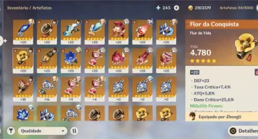 AR 50 Zhongli, Albedo, Qiqi, Jean + Armas T5