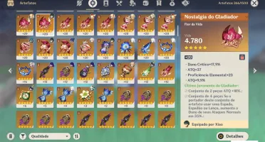 Conta Genshin Impact - AR 56, 10 personagens 5* e 31 no tota