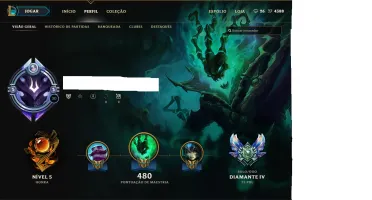 conta league of legends diamante 4 96 skins 129 campeoes