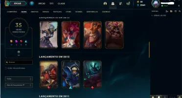Vendo conta de League of Legends gold lv 75 pdl lv 97