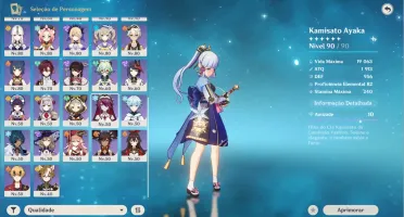 Conta AR58 com 16 personagens 5* e 8 armas 5*