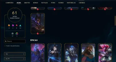 Conta prata 4 com 61 skins e 80 champs