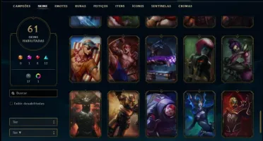 Conta prata 4 com 61 skins e 80 champs