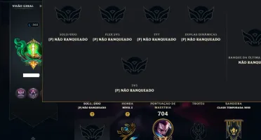 Unranked com TODOS os Champs e 227 Skins ( MID / JG / ADC )