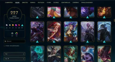 Unranked com TODOS os Champs e 227 Skins ( MID / JG / ADC )