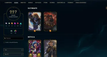 Unranked com TODOS os Champs e 227 Skins ( MID / JG / ADC )