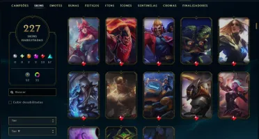 Unranked com TODOS os Champs e 227 Skins ( MID / JG / ADC )