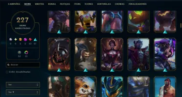 Unranked com TODOS os Champs e 227 Skins ( MID / JG / ADC )