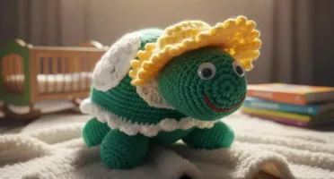 Tartaruga Vovó Verde escura em amigurumi