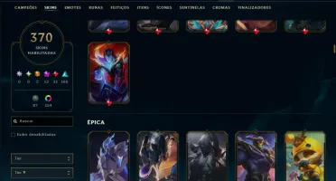 Platina 1 com TODOS os Champs e 370 Skins +9 Prestigios
