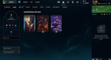 Conta LoL, Smurf, Platina III, 64% de Win Rate