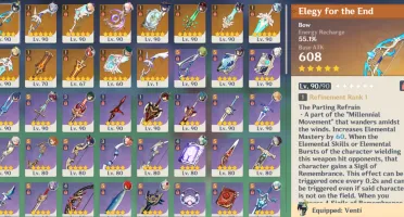 Conta endgame genshin, nível 59, vários t5