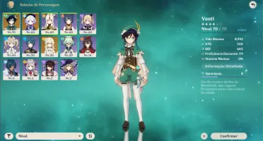 Venti + qiqi + 12 personagens