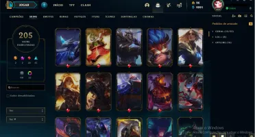 conta full champ + 205 skins oferta