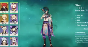 Genshin Impact AR 43 Xiao - Espinha Celestial - Diluc