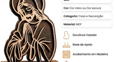 Escultura Jesus Orando em MDF 21 x 14 cm