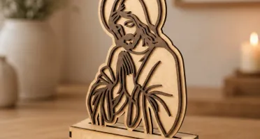 Escultura Jesus Orando em MDF 21 x 14 cm