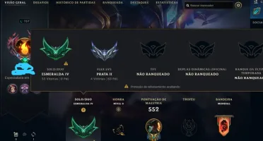PROMO! Conta lol Esmeralda IV TODOS OS CHAMPS, várias skins