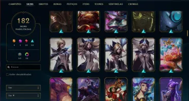 Conta ouro 4 com 148 champs, 182 skins e 6 vitoriosas