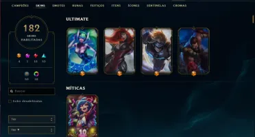 Conta ouro 4 com 148 champs, 182 skins e 6 vitoriosas