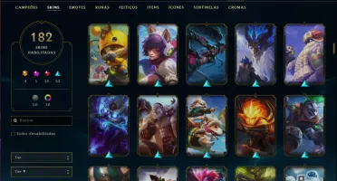 Conta ouro 4 com 148 champs, 182 skins e 6 vitoriosas