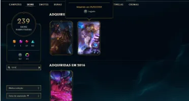 Conta Platina 4 com TODOS os champs e 239 Skins + 1 RARA