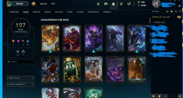 Conta de lol,Platina II com 127 skins,166 emotes,all champs