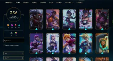 Ouro 3 com TODOS os champs e 356 Skins + 7 Prestigios
