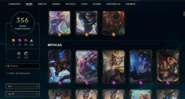 Ouro 3 com TODOS os champs e 356 Skins + 7 Prestigios