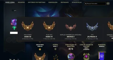 Ouro 3 com TODOS os champs e 356 Skins + 7 Prestigios