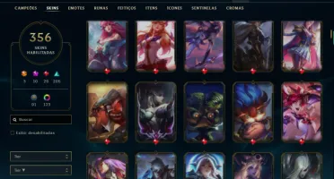 Ouro 3 com TODOS os champs e 356 Skins + 7 Prestigios