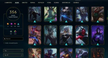 Ouro 3 com TODOS os champs e 356 Skins + 7 Prestigios