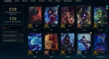 Conta LOL, MMR Platina, 230+ skins, todos os campeões.