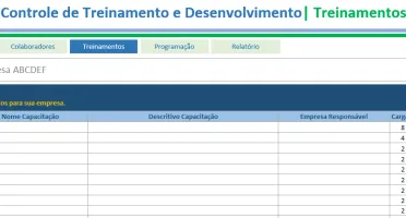 Planilha De Controle De Treinamento E Desenvolvimento -Edita