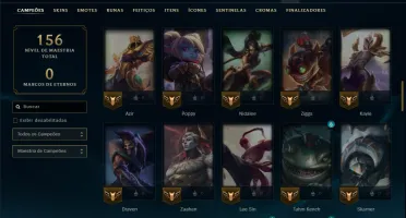 Platina 1 com 80 Champs e 21 Skins