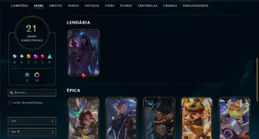 Platina 1 com 80 Champs e 21 Skins