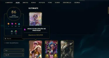 Conta ouro 4 com 116 Champs e 86 Skins + 1 Prestigio