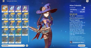 Conta Genshin Ar 45 Diluc, Mona, Qiqi, Jean E 2 Armas 5*