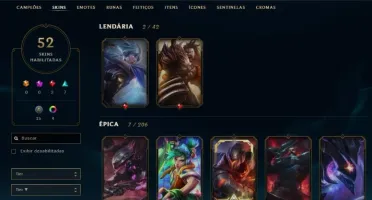 Conta League of legends Platina 52 skins