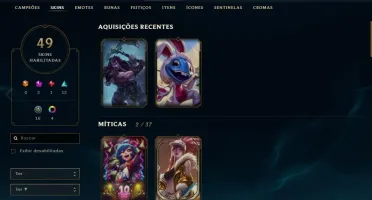 Conta LoL Gold 2 LVL 176 COM 49 SKINS (TODAS NA DESCRIÇÃO).