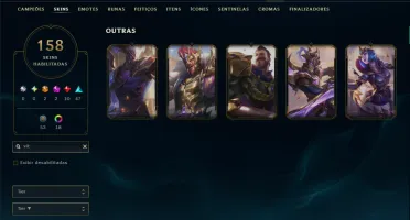 Bronze 1 com TODOS os Champs e 158 Skins ( ADC / MID / JG )