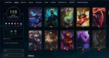 Bronze 1 com TODOS os Champs e 158 Skins ( ADC / MID / JG )