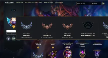 Bronze 1 com TODOS os Champs e 158 Skins ( ADC / MID / JG )