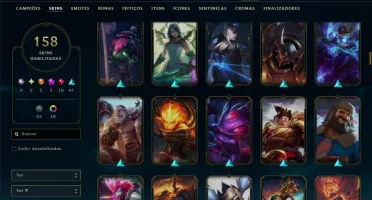 Bronze 1 com TODOS os Champs e 158 Skins ( ADC / MID / JG )