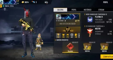 Conta de Free Fire (Gola Alta Preta, Barbinha + Bônus!)