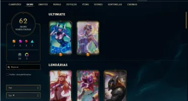 Conta prata 4 com 125 Champs e 62 Skins + 2 Ultimates