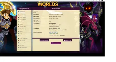 Conta Adventure Quest Worlds
