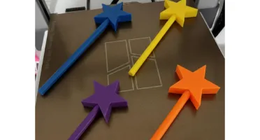 Varinha Estrela 3D 30cm sem Purpurina