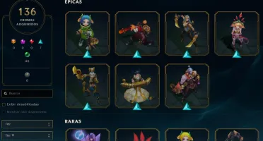 CONTA LOL 521 SKINS, LVL 303, TODOS CAMPEÕES.